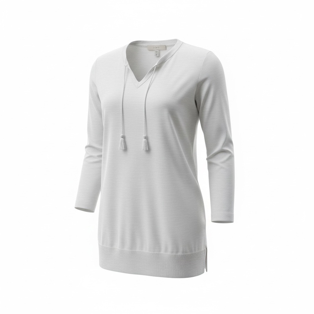 LOFT Lightweight Slub Knit Hoodie Top | Women’s Size M White